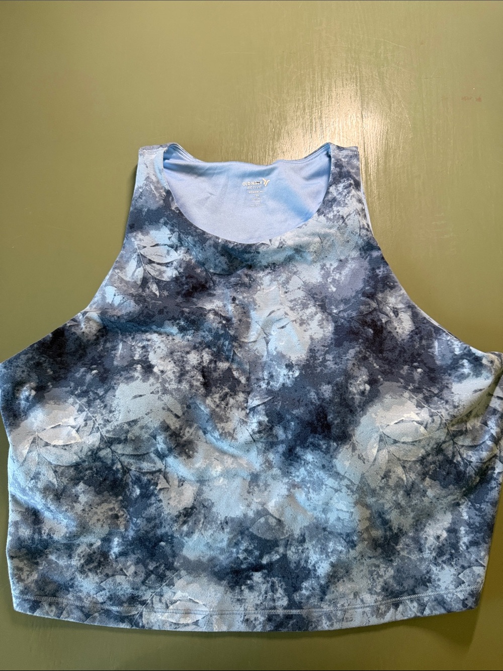 Old Navy Light Blue & Navy Marble Crop Tank